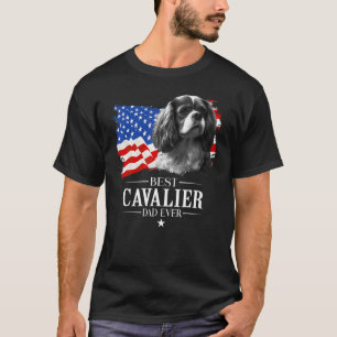 Camiseta Mens Best Cavalier King Pai Ever American Flag Fat