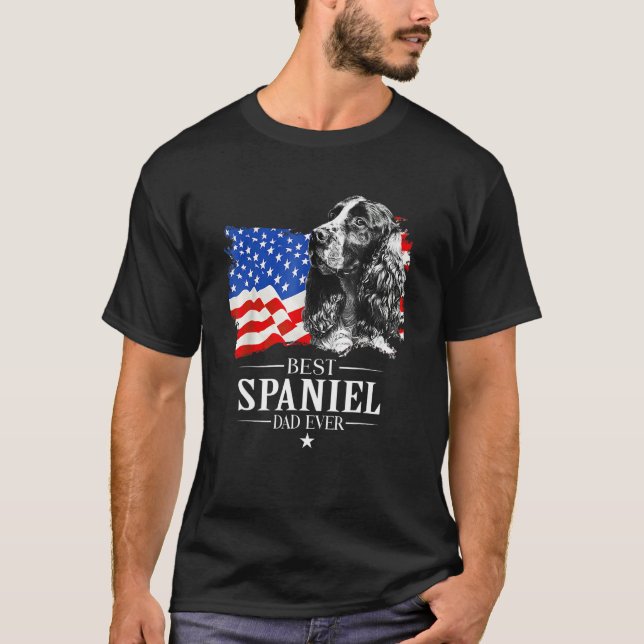 Camiseta Mens Best Cocker Spaniel Dad Ever American Flag Fa (Frente)