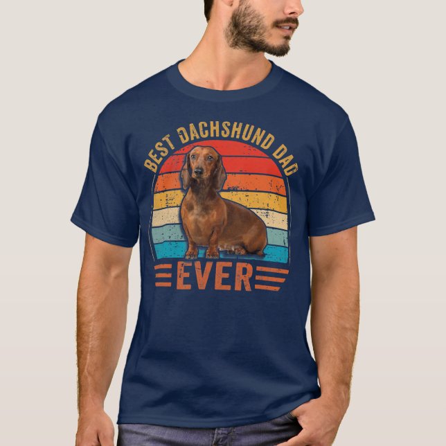 Camiseta Mens Best Dachshund Pai Vintage Retro Dachshund (Frente)