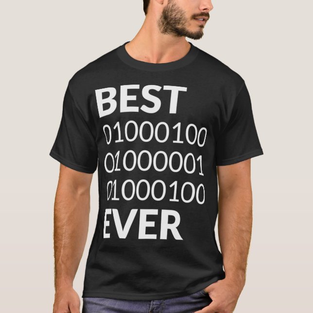 Camiseta Mens Best Dad Ever Shirt Binary Code Fathers Day G (Frente)