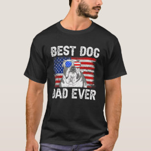 Camiseta Mens Best English Buldog Pai Ever American Flag 4