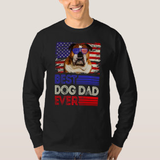 Camiseta Mens Best English Buldog Pai Ever American Flag P