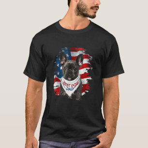 Camiseta Mens Best French Buldog Pai Ever American Flag Do