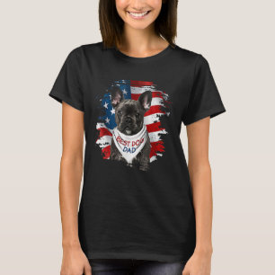 Camiseta Mens Best French Buldog Pai Ever American Flag Do