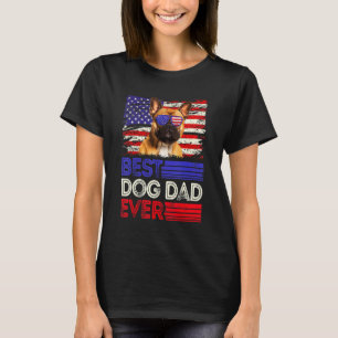 Camiseta Mens Best French Buldog Pai Ever American Flag Pa