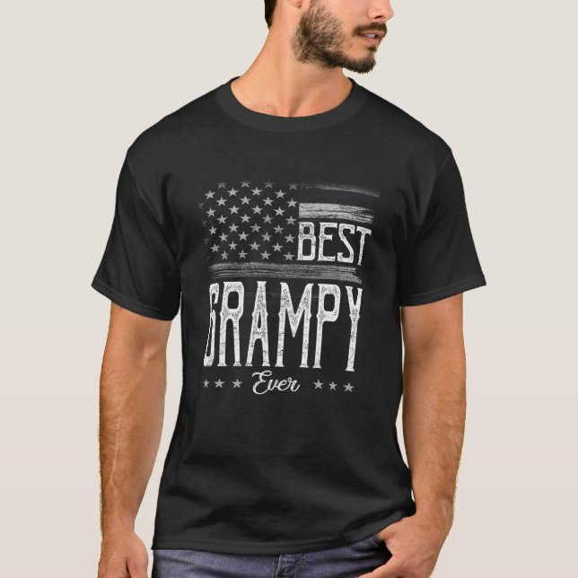 Camiseta Mens Best Grampy Ever American Flag Avô Gift (Frente)