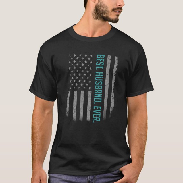 Camiseta Mens Best Husband Ever American Flag For Padre (Frente)