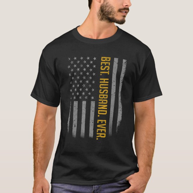 Camiseta Mens Best Husband Ever American Flag For Padre (Frente)