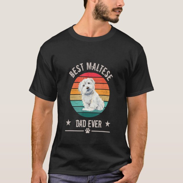 Camiseta Mens Best Maltese dad ever Maltese retro sunset (Frente)