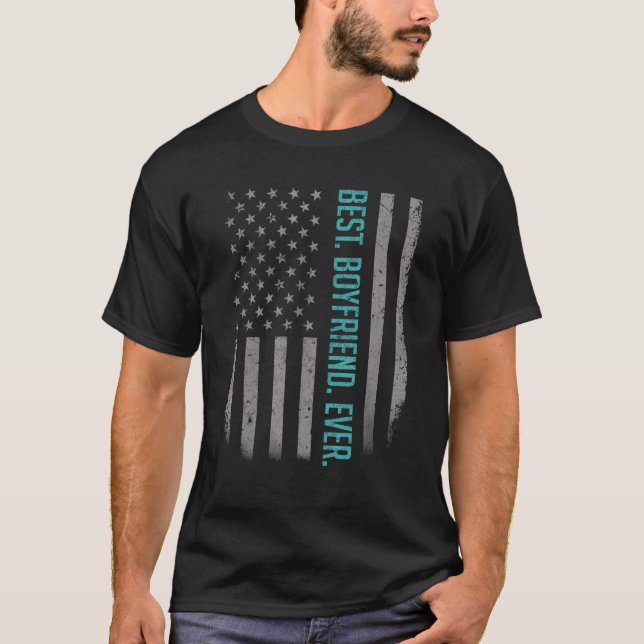 Camiseta Mens Best Namorado alguma vez American Flag For Fa (Frente)