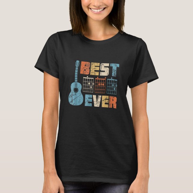 Camiseta Mens Best Pai Ever Music Notes Guitar Chorts Músic (Frente)
