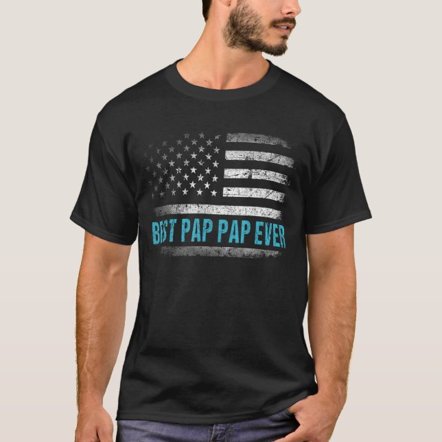 Camiseta Mens Best Pap Por Todos Os Pais De Bandeiras Ameri (Frente)