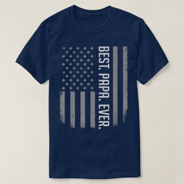 Camiseta Mens Best Papa Ever US American Flag  Gifts For Fa (Frente do Design)