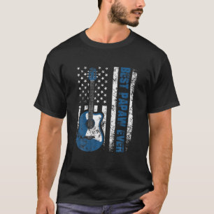 Camiseta Mens Best Papaw Ever American Flag Guitar Christma