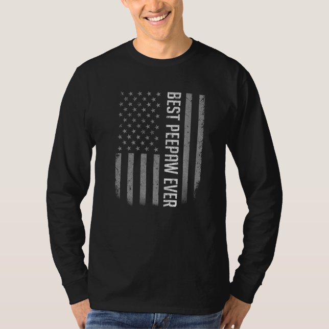 Camiseta Mens Best Peepaw Ever American Flag for Padre's (Frente)
