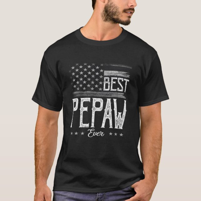 Camiseta Mens Best Pepaw Ever American Flag Avô Gift (Frente)