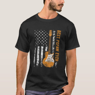 Camiseta Mens Best Pepaw Ever American Flag Guitar Christma