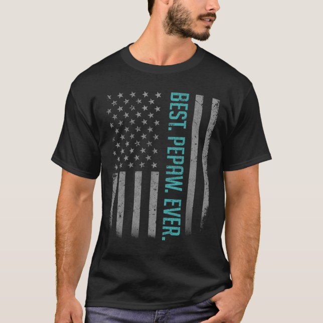Camiseta Mens Best Pepaw Ever American Flag Shirt Gift F (Frente)