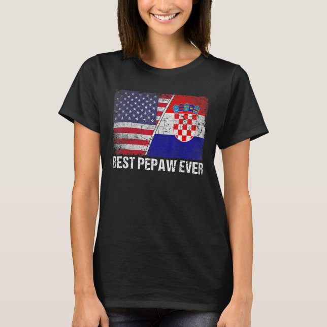 Camiseta Mens Best Pepaw Ever Croácia Flag Pai Patriótico D (Frente)