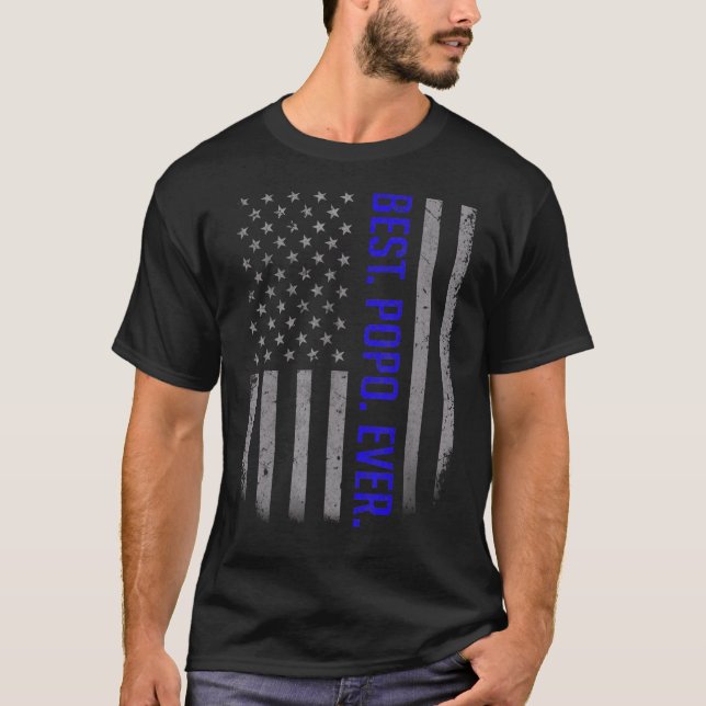 Camiseta Mens Best Popo Alguma Vez Nos Eua Bandeira America (Frente)