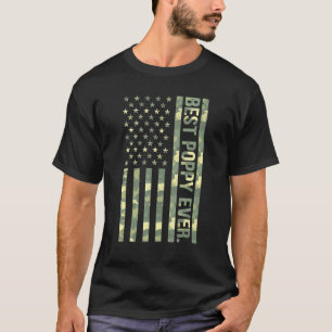 Camiseta Mens Best Poppy Alguma Vez Nos Eua Flag Camo Pai