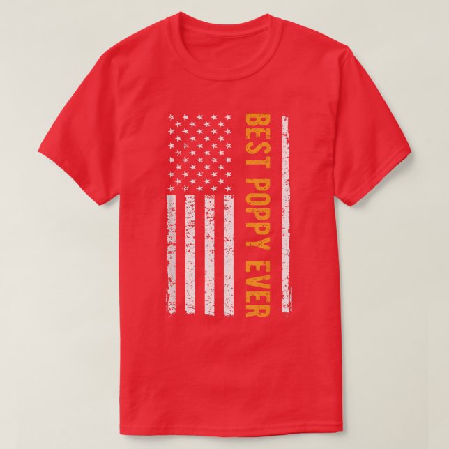 Camiseta Mens Best Poppy Ever American Flag Avô  (Frente do Design)