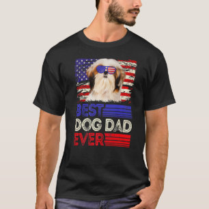 Camiseta Mens Best Shih Tzu Pai Ever American Flag Patrioti