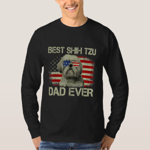 Camiseta Mens Best Shiu Tzu Pai Nunca Cão Bandeira American