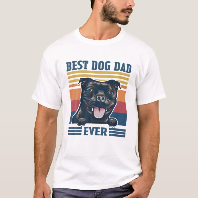 Camiseta Mens Best Staffordshire Bull Terrier Pai Ever Funn (Frente)