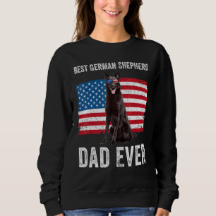 Camiseta Mens Black German shepherd Pai American Flag O