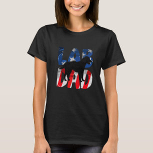 Camiseta Mens Black Labrador Pai Eua American Flag Amarelo