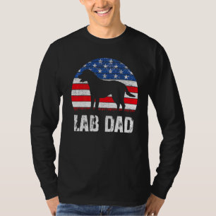 Camiseta Mens Black Labrador Pai Eua American Flag Amarelo