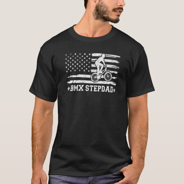 Camiseta Mens Bmx Bike Rider American Flag Bmx Stepdad Fath (Frente)