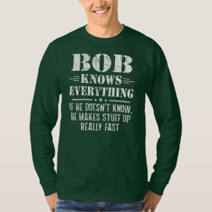Camiseta Mens Bob Sabe Tudo Dia de os pais Engraçado Bob