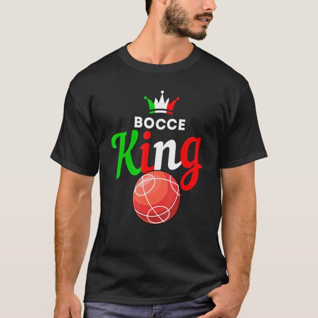Camiseta Mens Bocce Ball - Jogo Diversão - Bocce King (Frente)