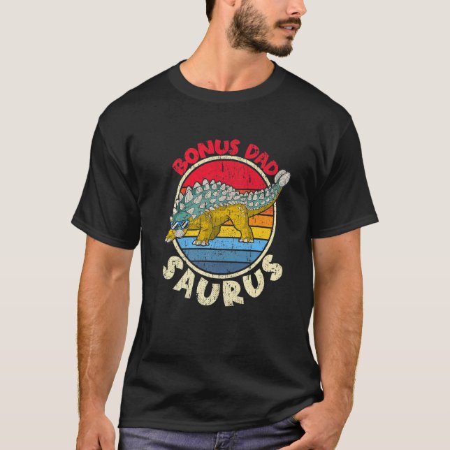 Camiseta Mens Bonus Pai Surus I Ankylosaurus Dinosaur I Fa (Frente)