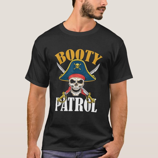 Camiseta Mens Booty Patrol Pirate Halloween (Frente)