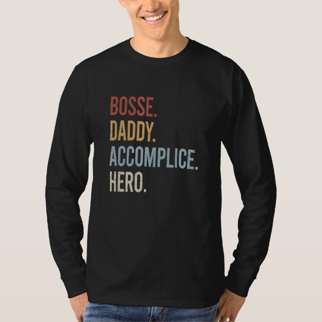 Camiseta Mens Bosse Pai Recomplice Hero Estilo Retroativo V (Frente)