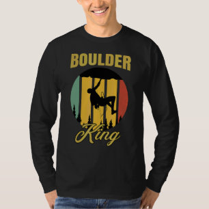 Camiseta Mens Boulder King Retro Escalando Pedras