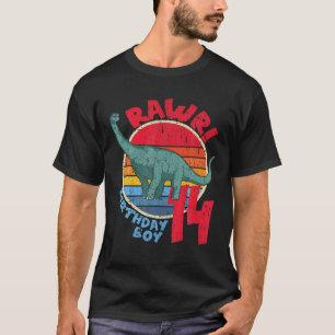 Camiseta Mens Boy 14 Birthday I Rawr! Brachiosaurus I Fam