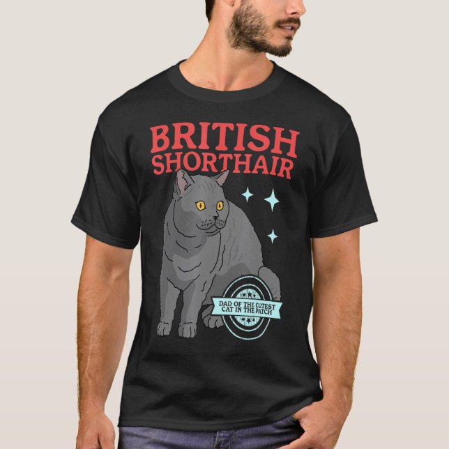 Camiseta Mens British Shorthair Pai Cat Proprietário britân (Frente)