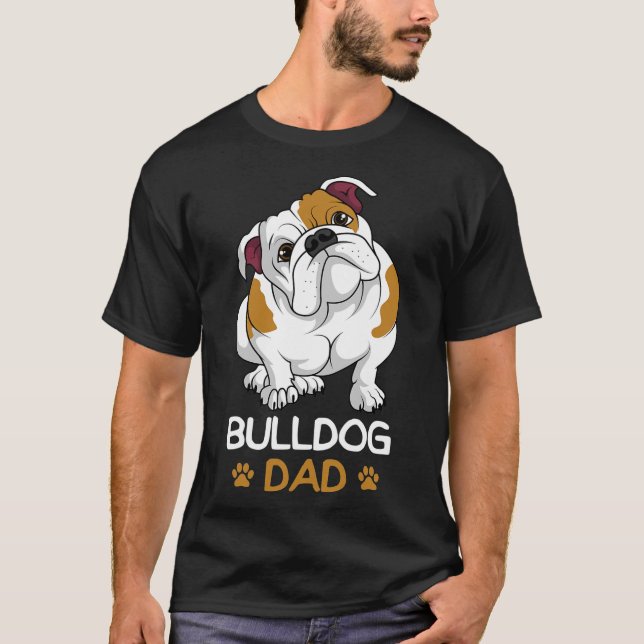 Camiseta Mens Bulldog Pai Engraçado Inglês Bulldog Propriet (Frente)
