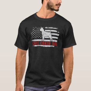Camiseta Mens Cane Corso Pai Afetado Bandeira Americana Pat