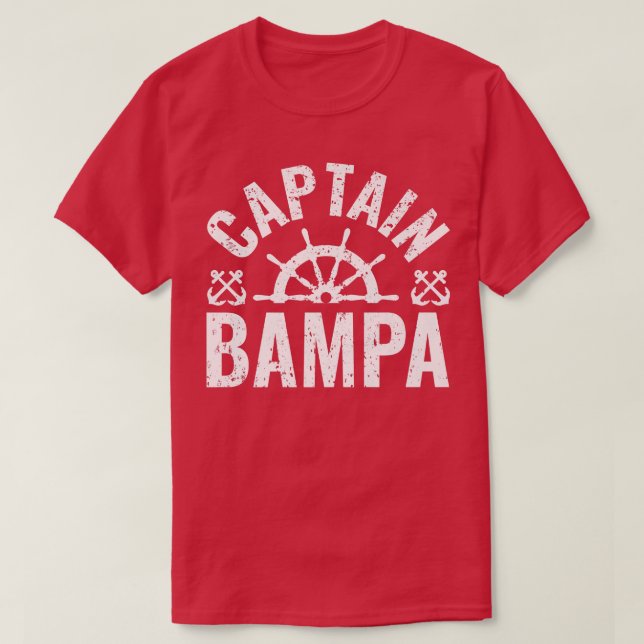 Camiseta Mens Capitão Bampa Boat Owner Lake Barco Padre" (Frente do Design)