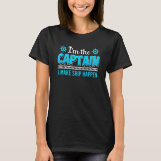 Camiseta Mens Capitão Fazer Nave Acontecer Boater Marinheir