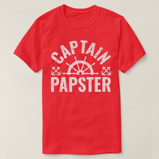 Camiseta Mens Capitão Papster Proprietário do Lago Barco Fa (Frente do Design)