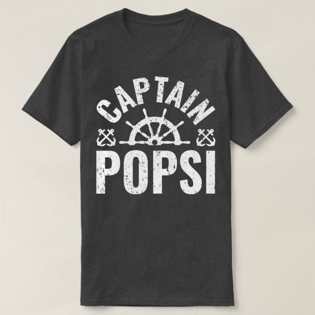 Camiseta Mens Capitão Popsi Boat Owner Lake Barco Padre (Frente do Design)