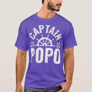 Camiseta Mens Captain Popo Boat Owner Lake Boating Father's