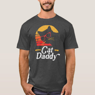 Camiseta Mens Cat Pai Vintage Oitava Estilo Cat Retro