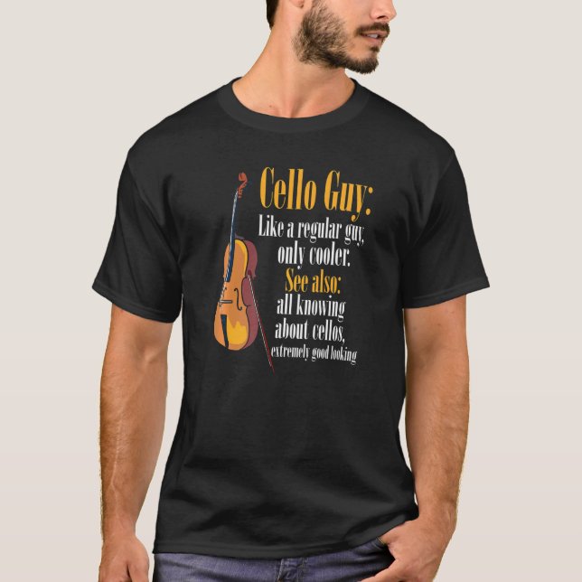 Camiseta Mens Cello Definição de Cara Cello Player Ce (Frente)